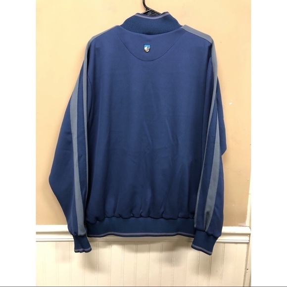 KUHL Full Zip Trak Jacket Blue Gray Track Mens Size L Zipper Chest Pocket - Picture 2 of 5